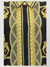 Versace Collar Contrast Trim Baroque Print Formal Shirt In Black