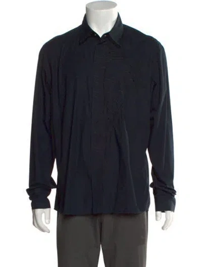Pre-owned Versace Collar Long Sleeve Polo Shirt In Blue