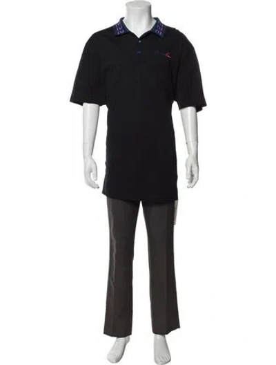 Pre-owned Versace Collar Short Sleeve Polo Shirt In Black/metallic