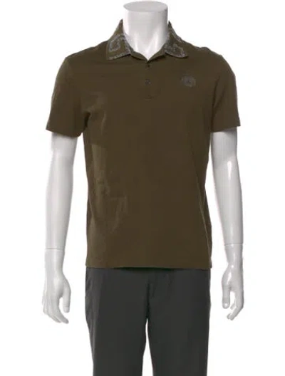 Pre-owned Versace Collar Short Sleeve Polo Shirt In Green