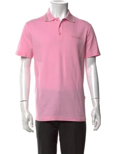 Pre-owned Versace Collar Short Sleeve Polo Shirt W/ Tags In Pink