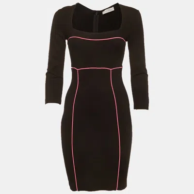 Pre-owned Versace Collection Black Jersey Shift Mini Dress S