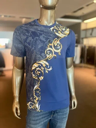 Pre-owned Versace Collection Colorful Blue Baroque Print T-shirt In Multicolor