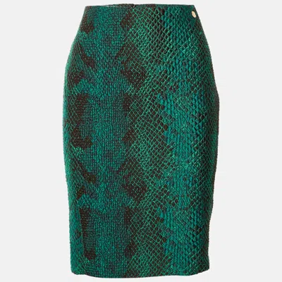 Versace Collection Green Textured Mini Skirt