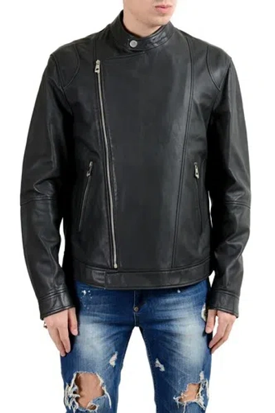 Pre-owned Versace Collection Men's 100% Leather Gray Double Breasted Jacket