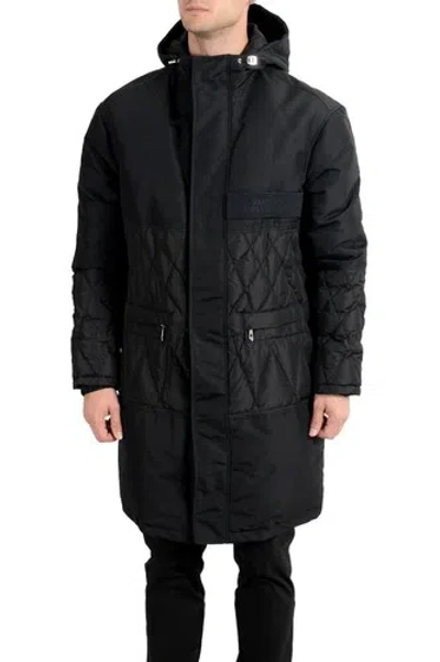 Pre-owned Versace Collection Men's Black Down Full Zip Hooded Coat