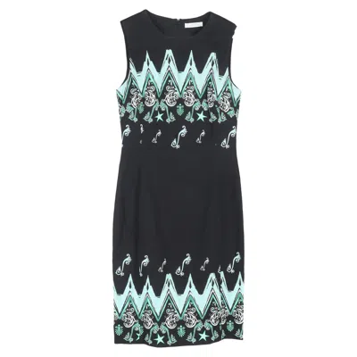 Versace Collection Printed Mini Cady Dress In Black Viscose