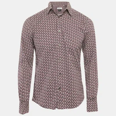 Pre-owned Versace Collection Purple Geometric Print Cotton Shirt M