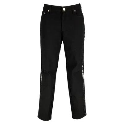 Pre-owned Versace Collection Size 24 Black Cotton Blend Studded Skinny Jeans