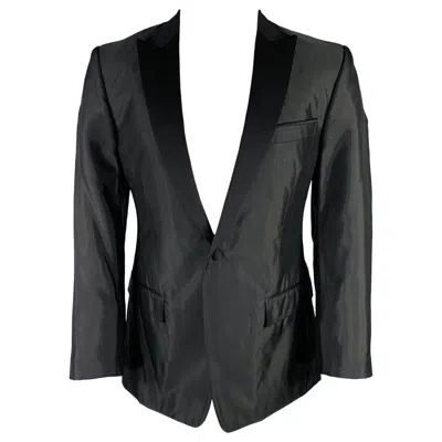 Pre-owned Versace Collection Size 40 Black Acetate Blend Peak Lapel Sport Coat
