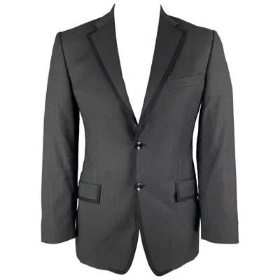 Pre-owned Versace Collection Size 40 Charcoal Black Woven Wool Sport Coat