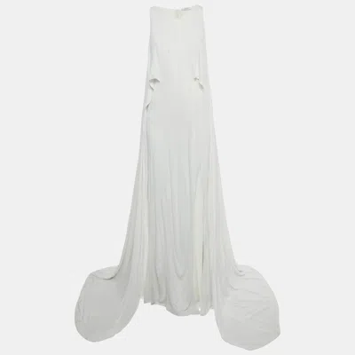 Versace Collection White Jersey Cape Detail Maxi Dress