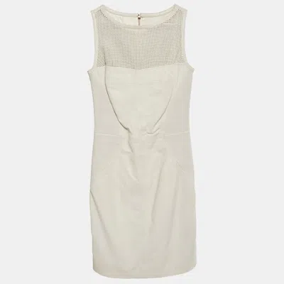 Versace Collection White Leather Sleeveless Mini Dress