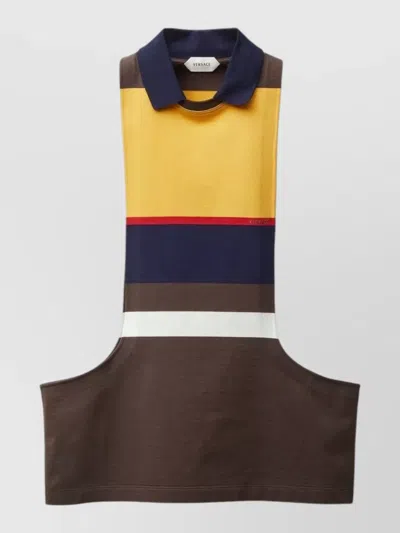 Versace Color Block Nylon Silk Sleeveless Top In Multi