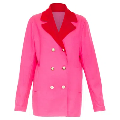 Pre-owned Versace Colorblock Double Breasted Coat In Pink