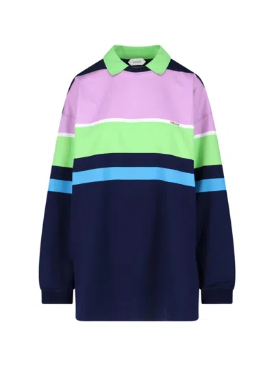Versace Colorblock Long-sleeve Rugby Shirt In Blue