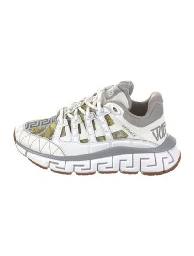 Pre-owned Versace Colorblock Pattern Chunky Sneakers In White