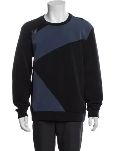Pre-owned Versace Colorblock Pattern Crew Neck Sweatshirt W/ Tags In Blue