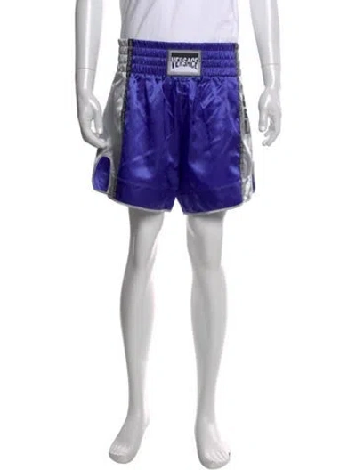 Pre-owned Versace Colorblock Pattern Jogger Shorts In Blue