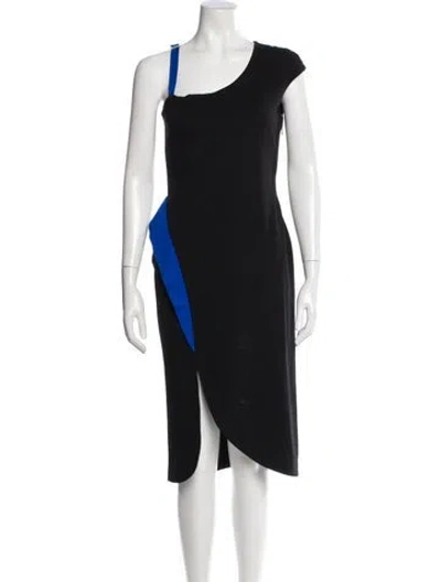 Pre-owned Versace Colorblock Pattern Midi Length Dress In Multi