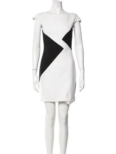 Pre-owned Versace Colorblock Pattern Mini Dress In Black/white