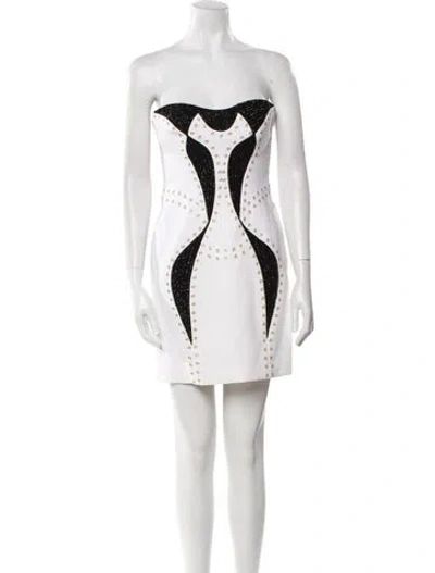 Pre-owned Versace Colorblock Pattern Mini Dress In White
