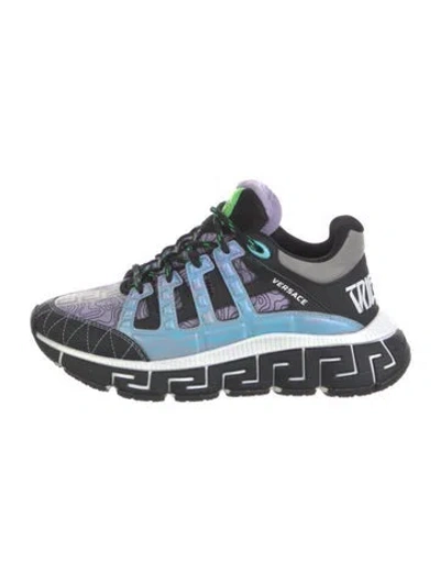 Pre-owned Versace Colorblock Pattern Sneakers In Purple