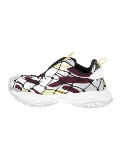 Pre-owned Versace Colorblock Pattern Sneakers W/ Tags In Burgundy