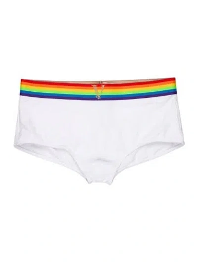 Pre-owned Versace Colorblock Pattern Swim Briefs In White