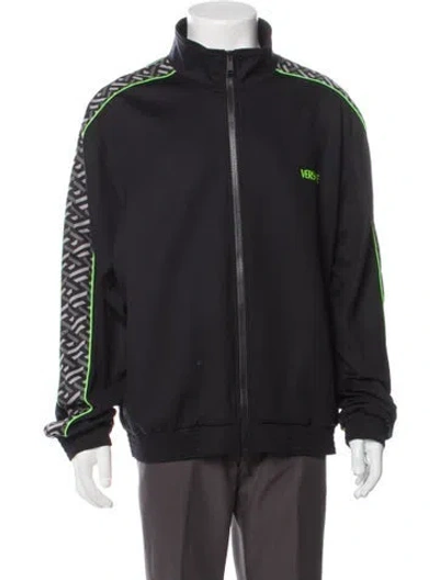 Pre-owned Versace Colorblock Pattern Windbreaker W/ Tags In Black
