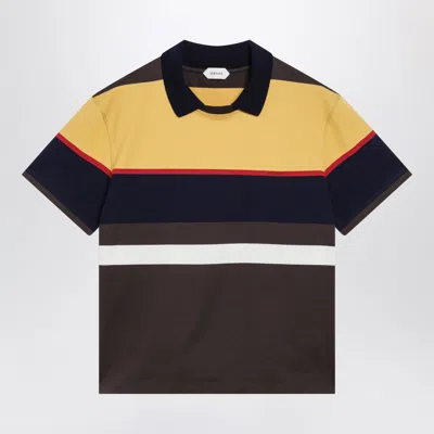 Versace Color-block Striped Cotton Polo T-shirt In Black