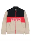 Versace Colour-block Cotton Jacket In Brown