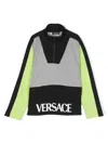 Versace Colour-block Cotton T-shirt In Black