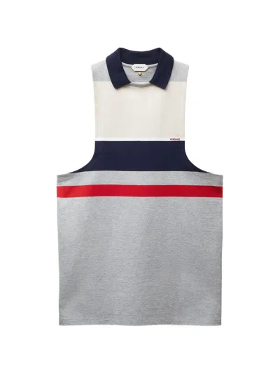 Versace Colour-blocked Striped Cotton-jersey Tank Top In Multi
