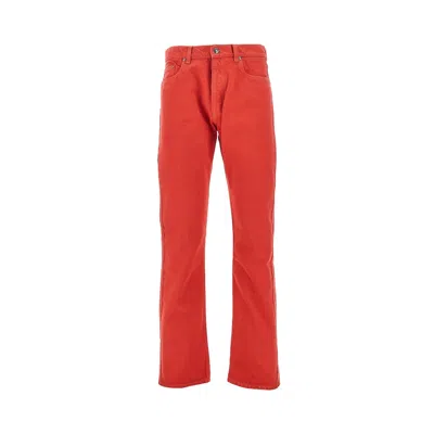 Versace Coloured Denim Straight Leg Jeans In Red
