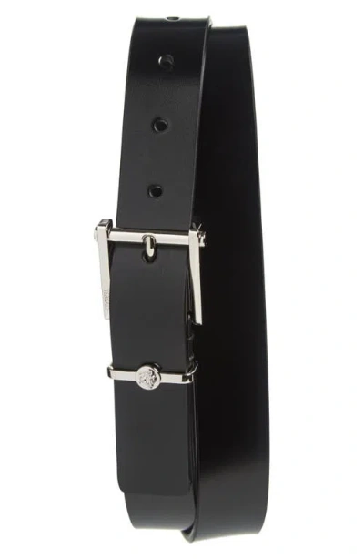 Versace Column Leather Belt In Black-palladium