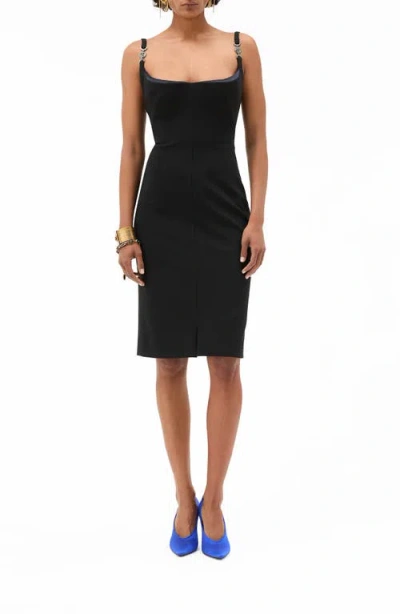 Versace Compact Jersey Cocktail Dress In Black