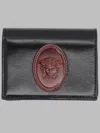 Versace Compact Leather Wallet In Black