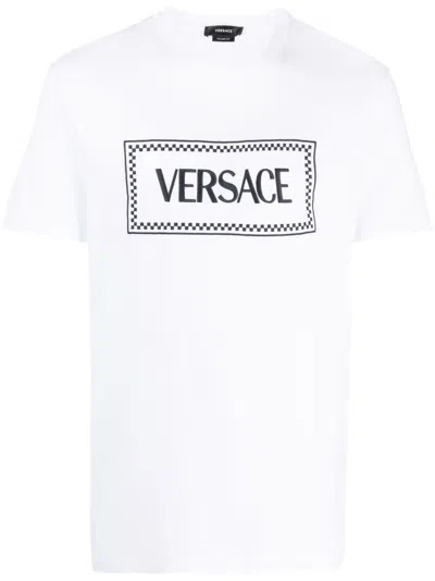 Versace Compact Logo T-shirt For Men In White