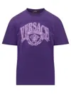 Versace Medusa Head Printed Crewneck T-shirt In Purple