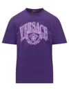 Versace Medusa Head Printed Crewneck T-shirt In Purple