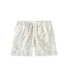 Versace Barocco-print Silk Shorts In Concrete+bone