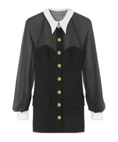 VERSACE VERSACE PANELLED LONG-SLEEVED MINI DRESS