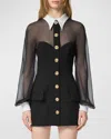 Versace Contrast-collar Bustier Mini Dress In Black