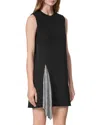 Versace Women's Metal Mesh Insert Shift Mini Dress In Black