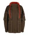 Versace Contrast-hood Jacket In Brown