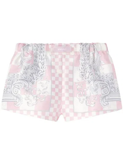 Versace Contrast Jellyfish Shorts Clothing In Pink & Purple