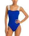 Versace Blue Greca Border Swimsuit In Royal Blue