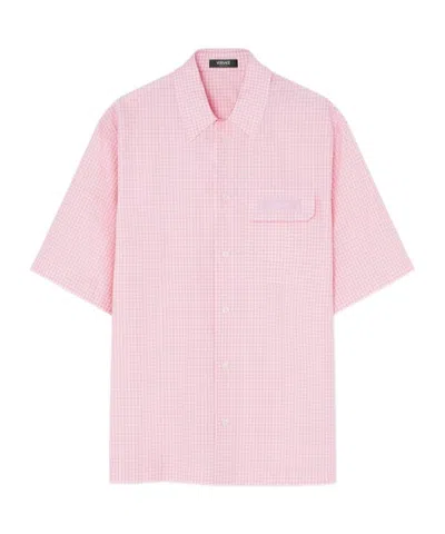 Versace Contrasto Oxford Shirt In Pink