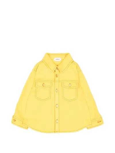 Versace Babies' Contrast-stitch Denim Jacket In Yellow